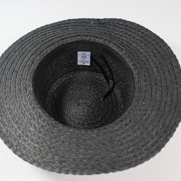 Time And Tru Black Boater Hat With Ribbon Trim Women's One Size Sun Hat - Picture 5 of 5